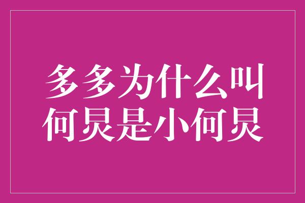 多多为什么叫何炅是小何炅