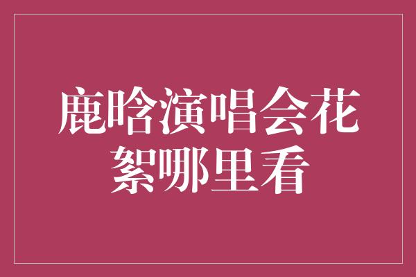 鹿晗演唱会花絮哪里看