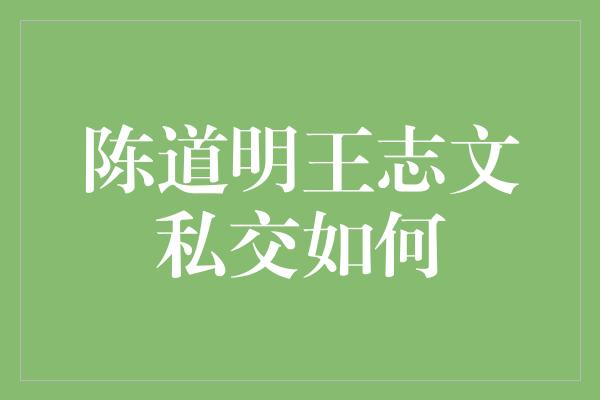 陈道明王志文私交如何