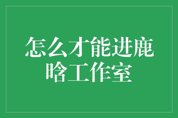 怎么才能进鹿晗工作室