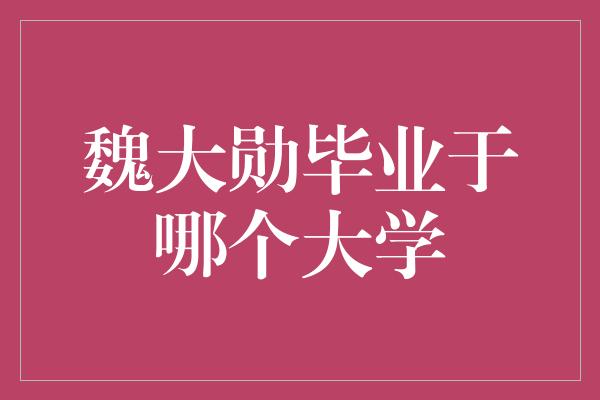 魏大勋毕业于哪个大学