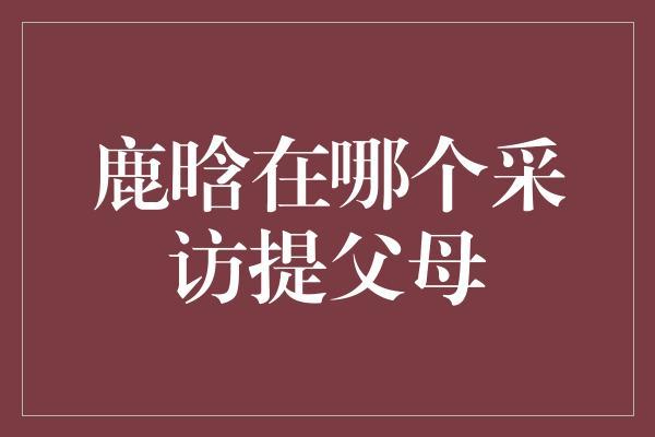 鹿晗在哪个采访提父母