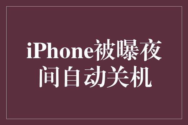 iPhone被曝夜间自动关机