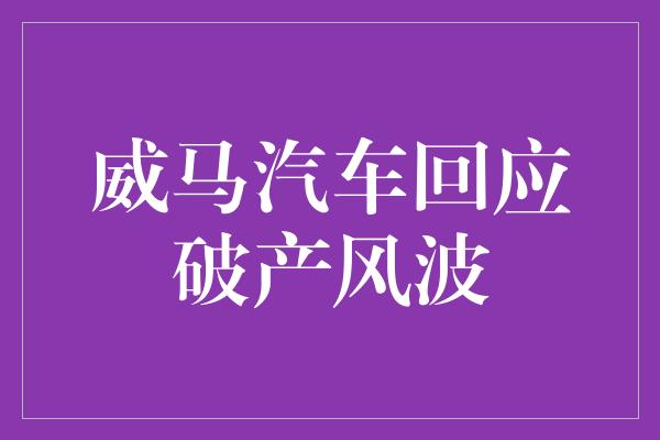 威马汽车回应破产风波