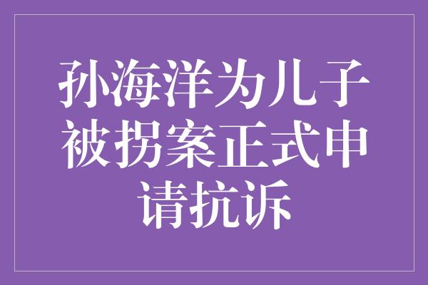 孙海洋为儿子被拐案正式申请抗诉