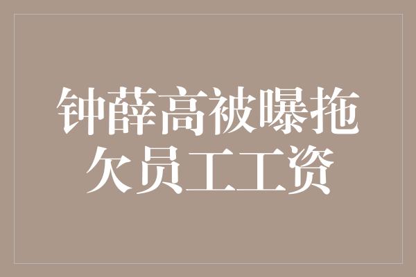 钟薛高被曝拖欠员工工资