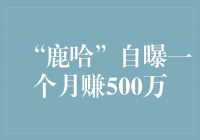 鹿哈：一个月赚500万，创造财富奇迹！